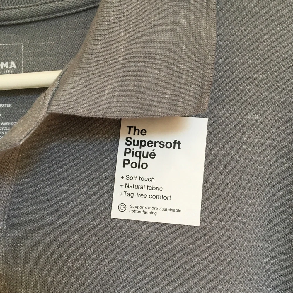 NWT Sonoma Supersoft Pique Polo / XXL Koala Grey Button Polo Shirt - Picture 4 of 8